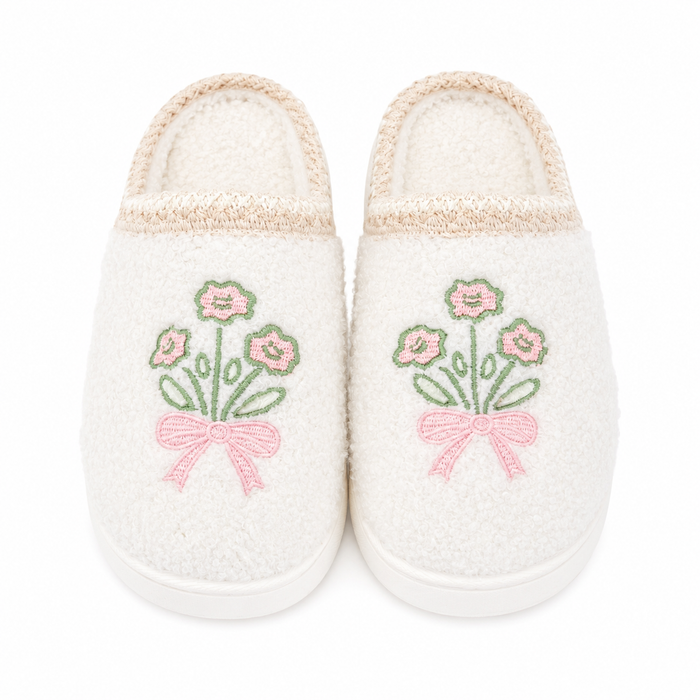 Patchwork Floral Platform Sole Embroidered Slippers - Main View - Rock Paper Scissors