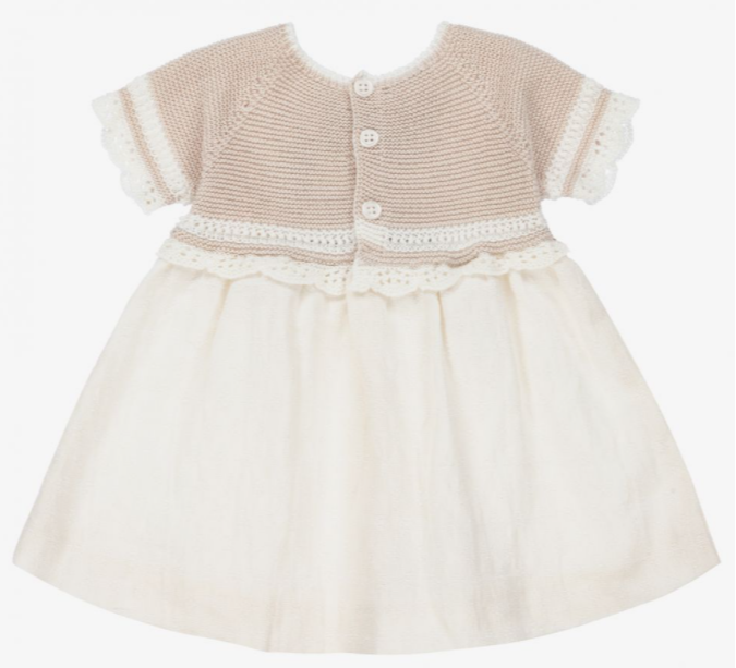 PAZ RODRIGUEZ Baby Girls Beige Knit Dress