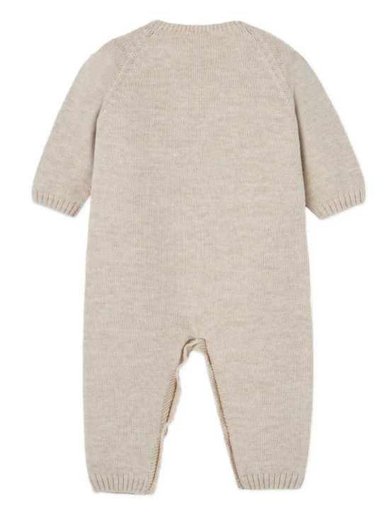 PAZ RODRIGUEZ Boys Beige Wool Knit Festive Babygrow