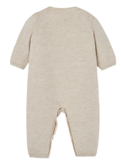 PAZ RODRIGUEZ Boys Beige Wool Knit Festive Babygrow