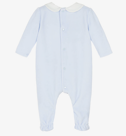 PAZ RODRIGUEZ Boys Blue Velour Babygrow