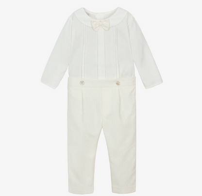 PAZ RODRIGUEZ Boys Ivory Cotton Trouser Set