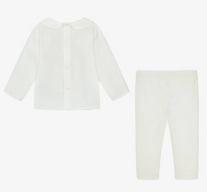 PAZ RODRIGUEZ Boys Ivory Cotton Trouser Set