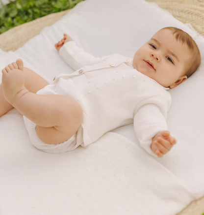 PAZ RODRIGUEZ Boys Ivory Embroidered Cotton Buster Suit