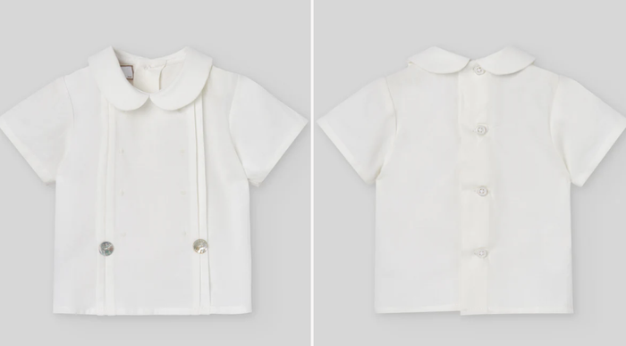 PAZ RODRIGUEZ Boys Ivory Embroidered Cotton Buster Suit
