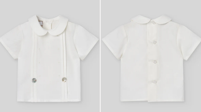 PAZ RODRIGUEZ Boys Ivory Embroidered Cotton Buster Suit