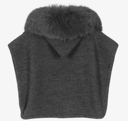 PAZ RODRIGUEZ Girls Grey Wool Knit Poncho