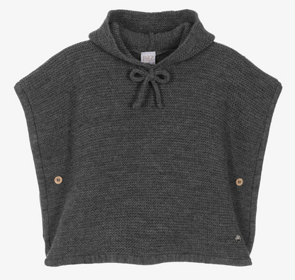 PAZ RODRIGUEZ Girls Grey Wool Knit Poncho