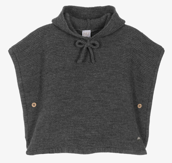 PAZ RODRIGUEZ Girls Grey Wool Knit Poncho