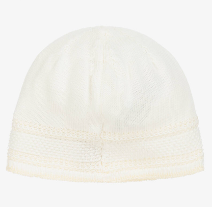 PAZ RODRIGUEZ Ivory Cotton Knit Baby Hat