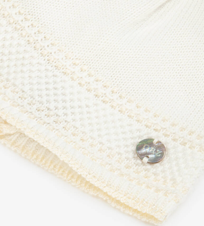 PAZ RODRIGUEZ Ivory Cotton Knit Baby Hat