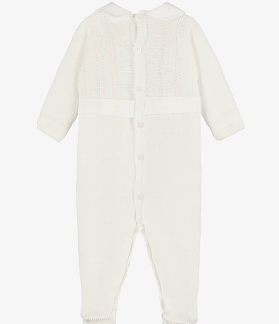PAZ RODRIGUEZ Ivory Cotton Knit Babygrow