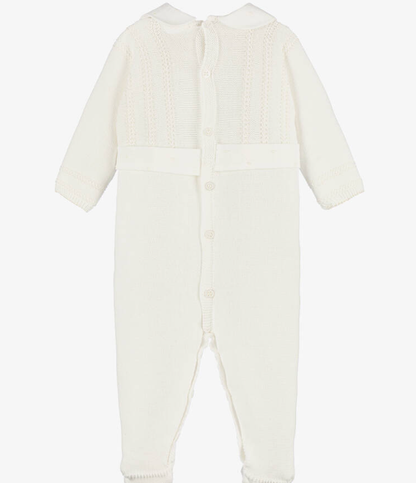 PAZ RODRIGUEZ Ivory Cotton Knit Babygrow