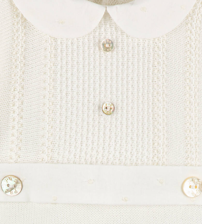 PAZ RODRIGUEZ Ivory Cotton Knit Babygrow