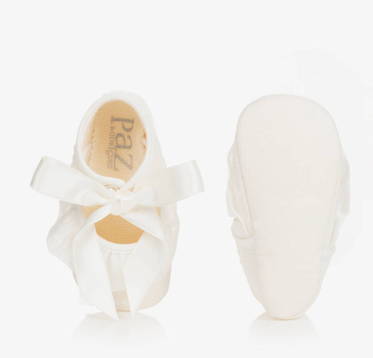 PAZ RODRIGUEZ Ivory Ruffle Baby Pre-Walkers