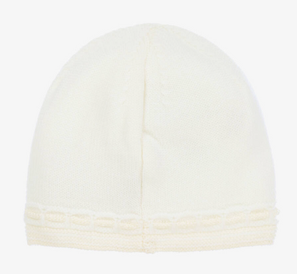PAZ RODRIGUEZ Ivory Wool Knit Baby Hat