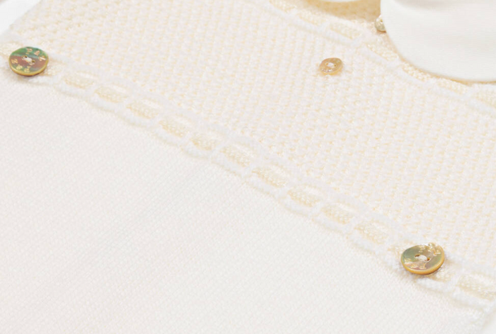 PAZ RODRIGUEZ Ivory Wool Knit Babygrow