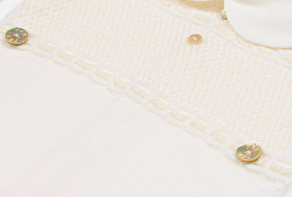 PAZ RODRIGUEZ Ivory Wool Knit Babygrow