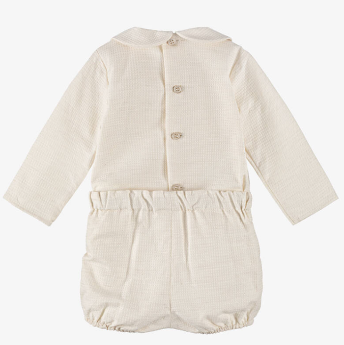 PAZ RODRIGUEZ lace-trimmed textured shorts set