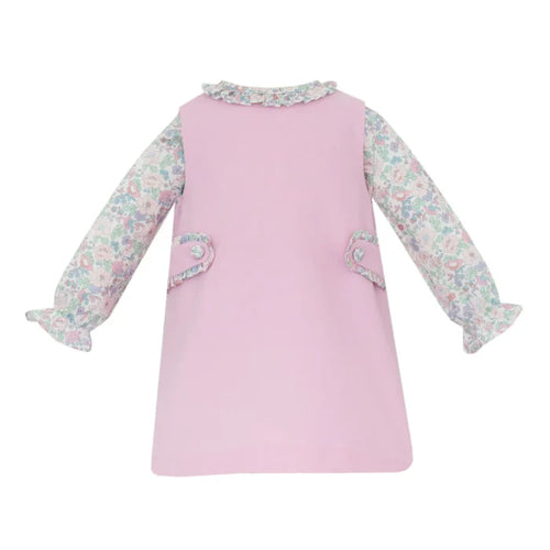 Petit Bebe Pink Corduroy Jumper w/ Liberty Floral Blouse