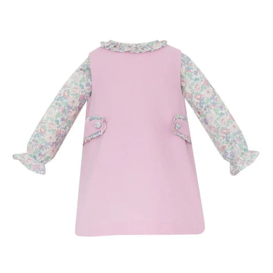 Petit Bebe Pink Corduroy Jumper w/ Liberty Floral Blouse