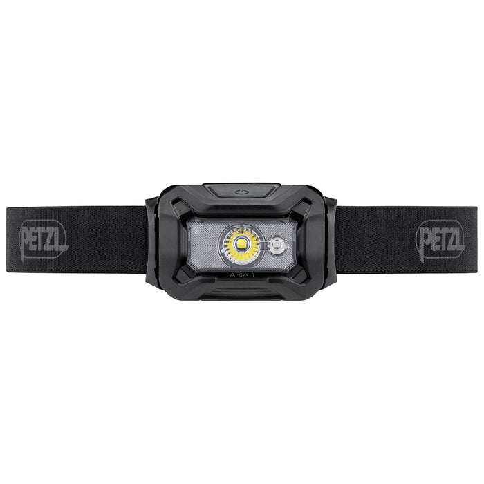 front of black petzl aria 1 rgb headlamp