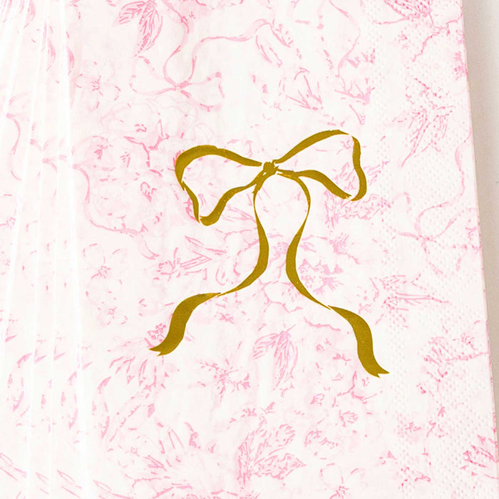 Pink Bow Toile Guest Paper Napkins