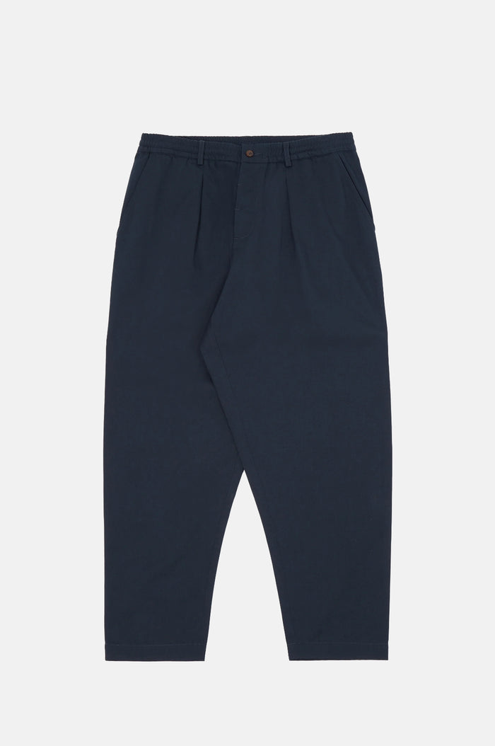Universal Works Pleated Track Pant Twill Navy.