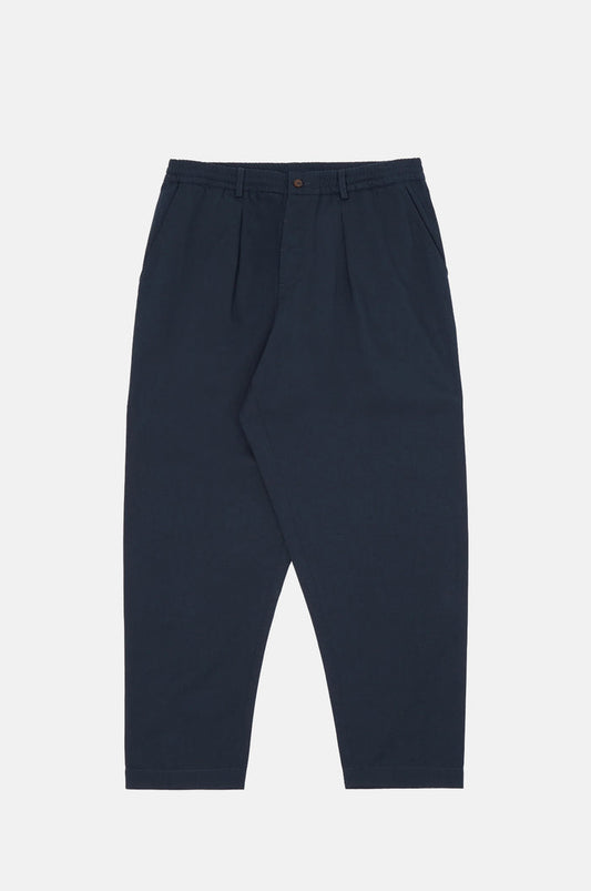 Universal Works Pleated Track Pant Twill Navy.