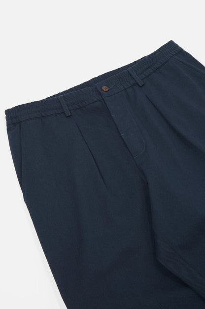 Pleated Track Pant Twill Navy