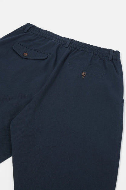 Pleated Track Pant Twill Navy