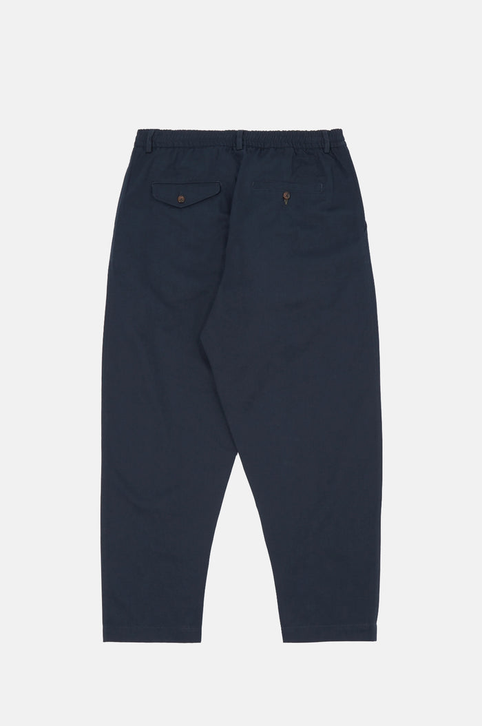 Pleated Track Pant Twill Navy