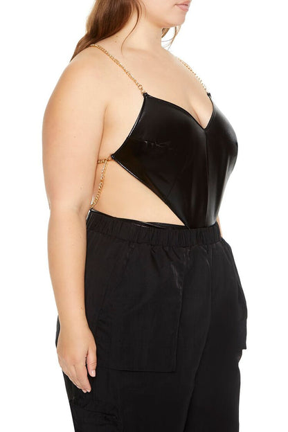 Plus Size Cutout Chain Bodysuit