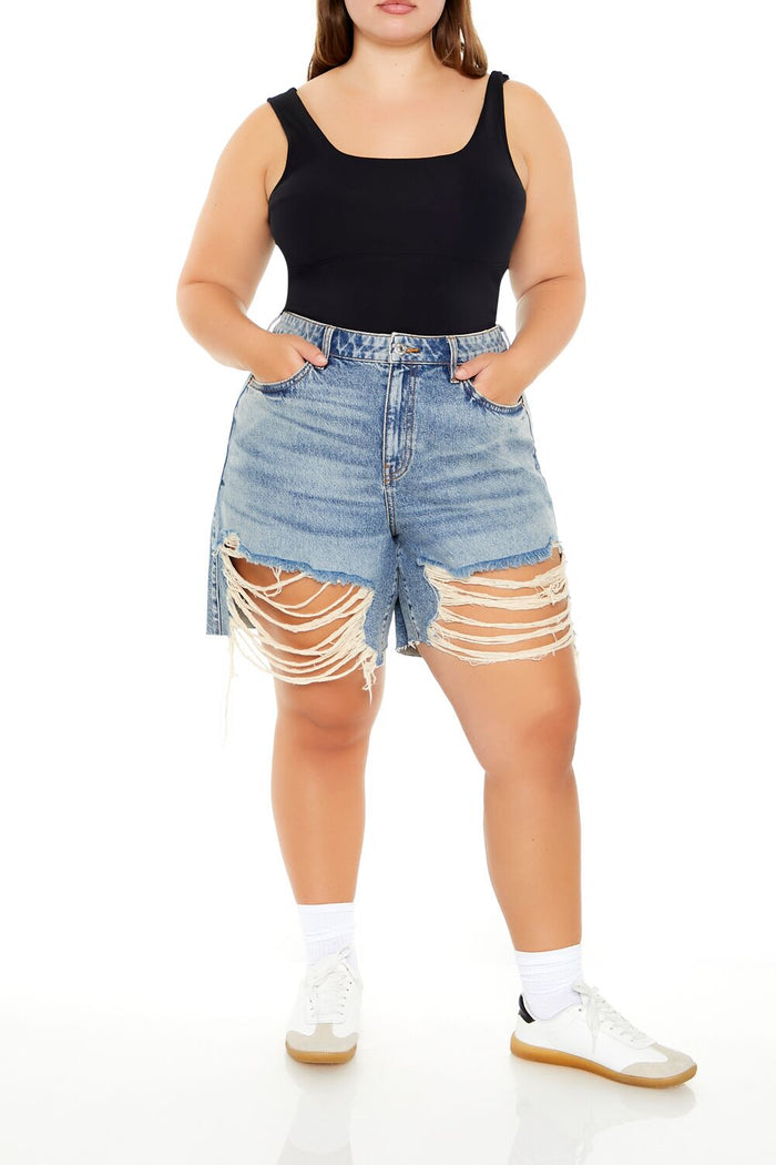 Plus Size Square-Neck Thong Bodysuit