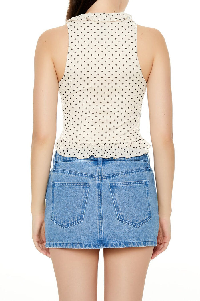 Polka Dot Mesh Crop Top
