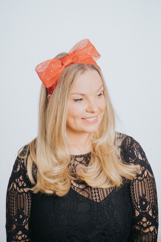 Poppy Red Diamante Sparkle Bow Hairband Fascinator - Franklins