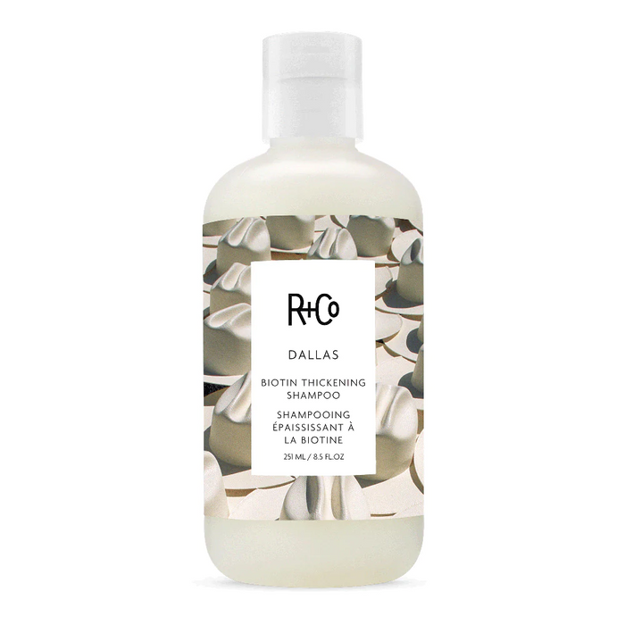 R+Co DALLAS shampoo, thickening shampoo for fine hair, volumizing shampoo for thin hair, root-lifting shampoo, shampoo for body and fullness, hair thickener shampoo, strengthening shampoo for flat hair, sulfate-free volume shampoo, biotin-rich shampoo, fuller hair shampoo
