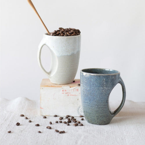 Stoneware Reactive Glazy Cozy Ceramic Mug in Two Color Glazes