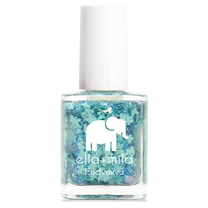 Rise and Fly teal butterfly glitter nail polish bottle – ella+mila Enchanted