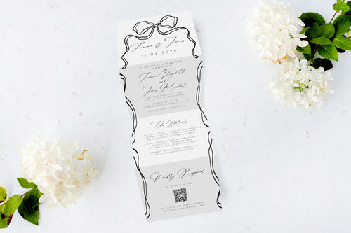Romantic Bow Tri Fold Invitation