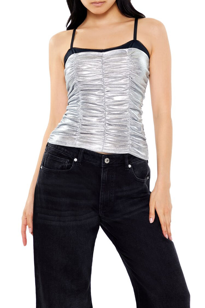 Ruched Metallic Two-Tone Cami