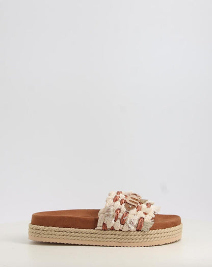 MONOBAND ROPE SANDAL FRINGES BIG LETTER LOGO