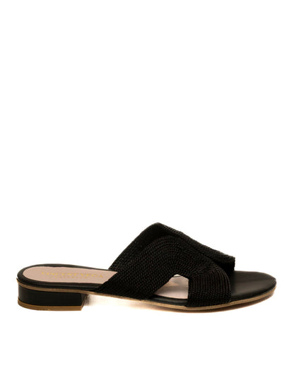 VINCENT VEGA Sandalo leyton raffia nero LEYTON PT20 RAFIA-NERO