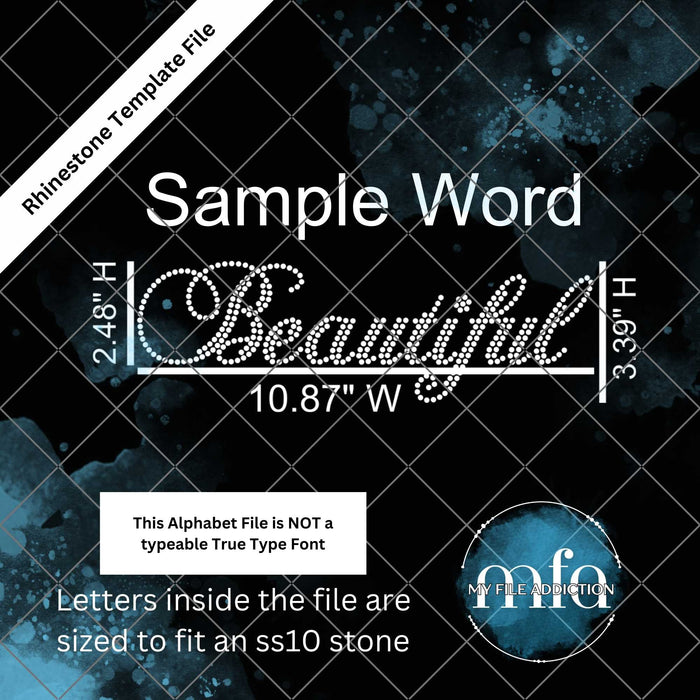 Script Fancy Rhinestone Alphabet Template File