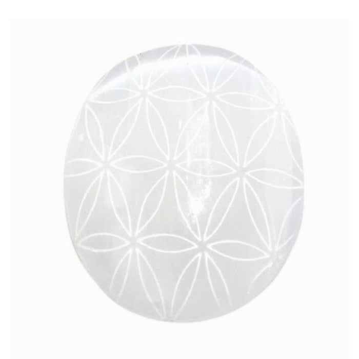 Selenite Flower of Life Palmstone