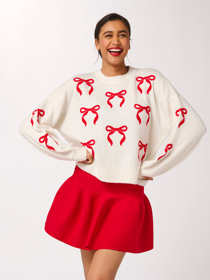 Shiraleah Bow Sweater, Ivory