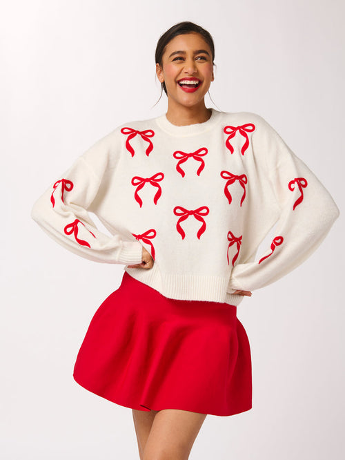 Shiraleah Bow Sweater, Ivory