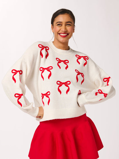Shiraleah Bow Sweater, Ivory