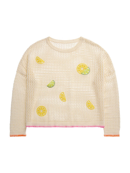 Shiraleah Citrus Mesh Sweater, Ivory SMALL
