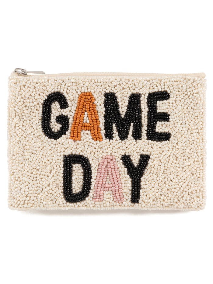 Shiraleah "Game Day" Beaded Zip Pouch, Ivory